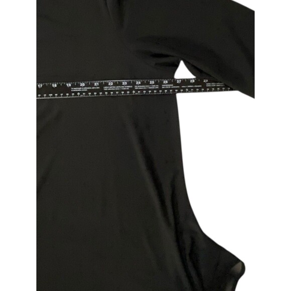 Cato Plus Sz 26/28 Black Asymmetric Sheer Hem Blouse 3/4 Sleeve Stretch Top NWT - Picture 8 of 12